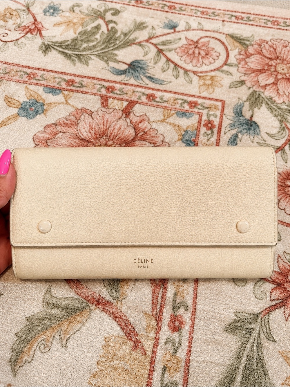 Céline Paris Pebbled Leather Continental Flap Wallet